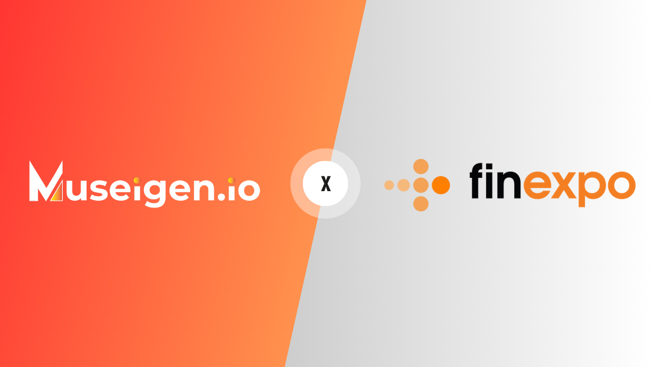 Representatives from Museigen Training Academy Inc. and FINEXPO shaking hands, symbolizing their strategic alliance in blockchain and fintech education.