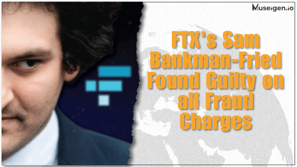Image of a gavel and the FTX logo, representing Sam Bankman-Fried's conviction in the FTX fraud case.