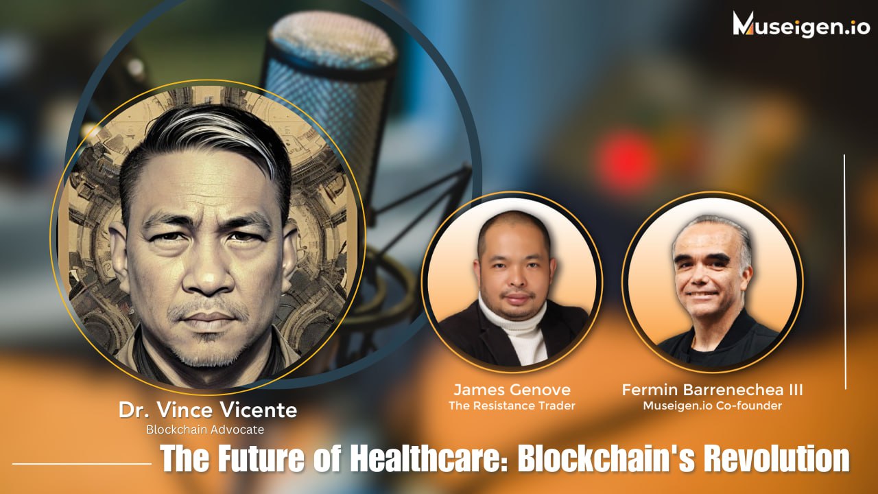 Dr. Vince Vicente discussing blockchain's role in healthcare transformation.
