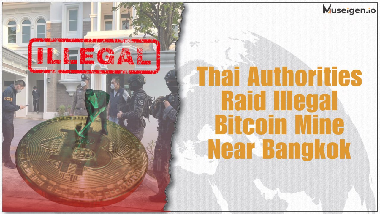 Thai authorities raiding illegal Bitcoin mining operation in Ratchaburi.