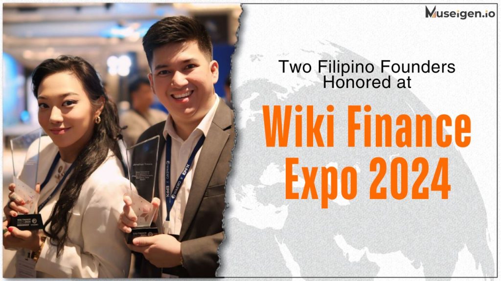 Jonathan Tinoco and Myrtle Anne Ramos celebrating their awards at Wiki Finance Expo 2024.