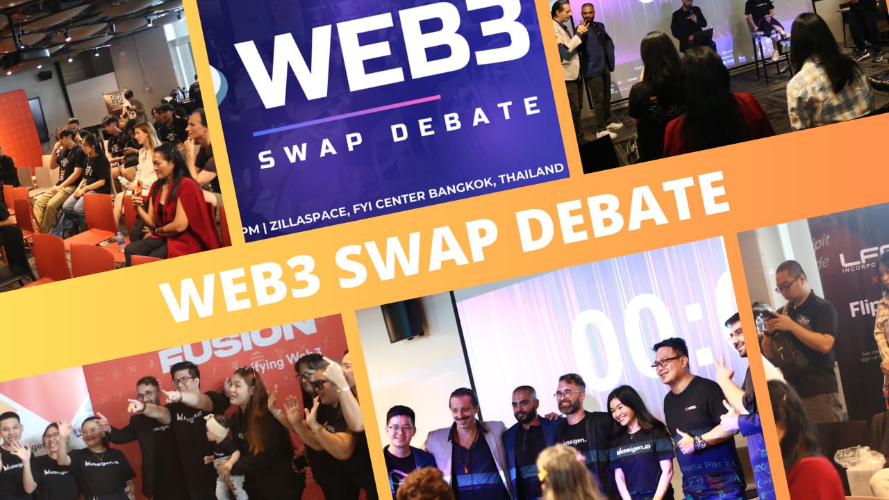 A vibrant panel discussion at Museigen.io’s Web3 Swap Debate during DevCon Thailand.